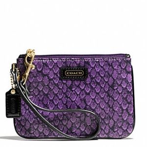 NWOT Coach wristlet / wallet purple snake skin